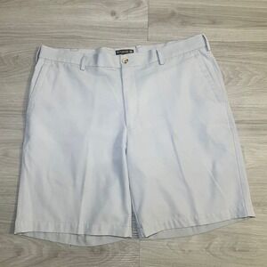 Peter Millar Crown Sport Mens Shorts Light Blue Flat Front Size 36 Golf Casual